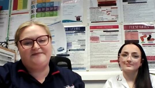 L-R: Nautilus deputy care home manager Siobhan Napier and T-Level trainee Catherine Mullarkey who is now a permanent healthcare assistant at Mariners' Park Estate seafarer retirement complex in Wallasey, UK. Image: Nautilus International Image:L-R: Nautilus deputy care home manager Siobhan Napier and T-Level trainee Catherine Mullarkey who is now a permanent healthcare assistant at Mariners' Park Estate seafarer retirement complex in Wallasey, UK. Image: Nautilus International